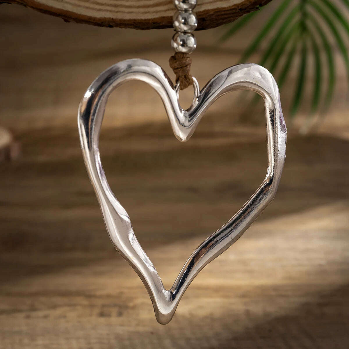 Exaggerated Big Hollow Heart Pendant Necklace for Women Trendy Bohemia Adjustable Rope Chain on Neck Accessories Fashion Jewelry - KIMLUD