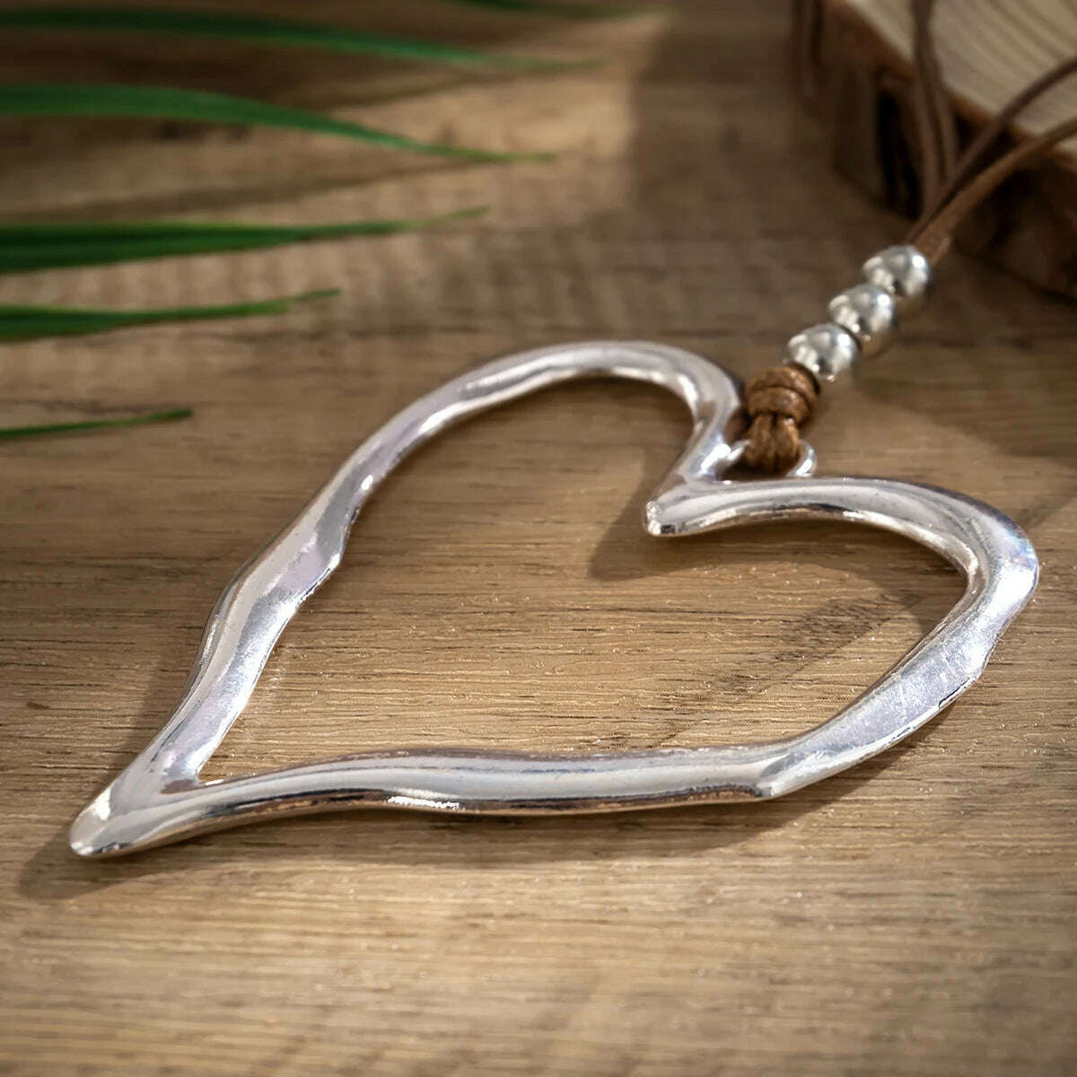 Exaggerated Big Hollow Heart Pendant Necklace for Women Trendy Bohemia Adjustable Rope Chain on Neck Accessories Fashion Jewelry - KIMLUD