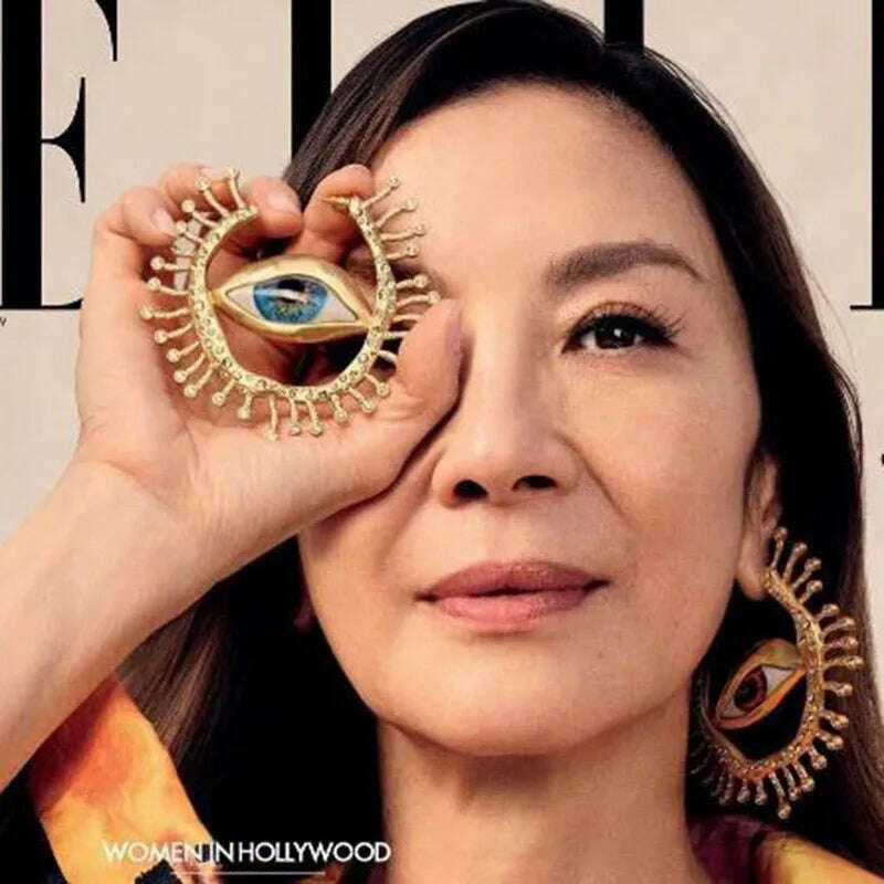 Exaggerated personality eyes and earrings asymmetrical earrings Temperament rhinestone earrings ladies party Elegant jewelry acc - KIMLUD