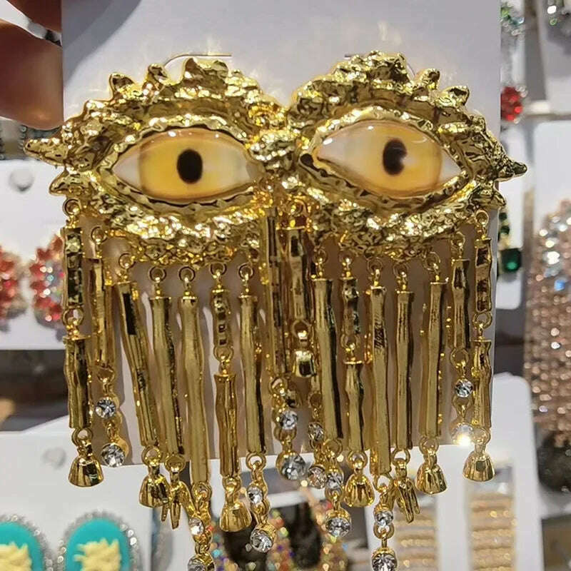 Exaggerated personality eyes and earrings asymmetrical earrings Temperament rhinestone earrings ladies party Elegant jewelry acc - KIMLUD