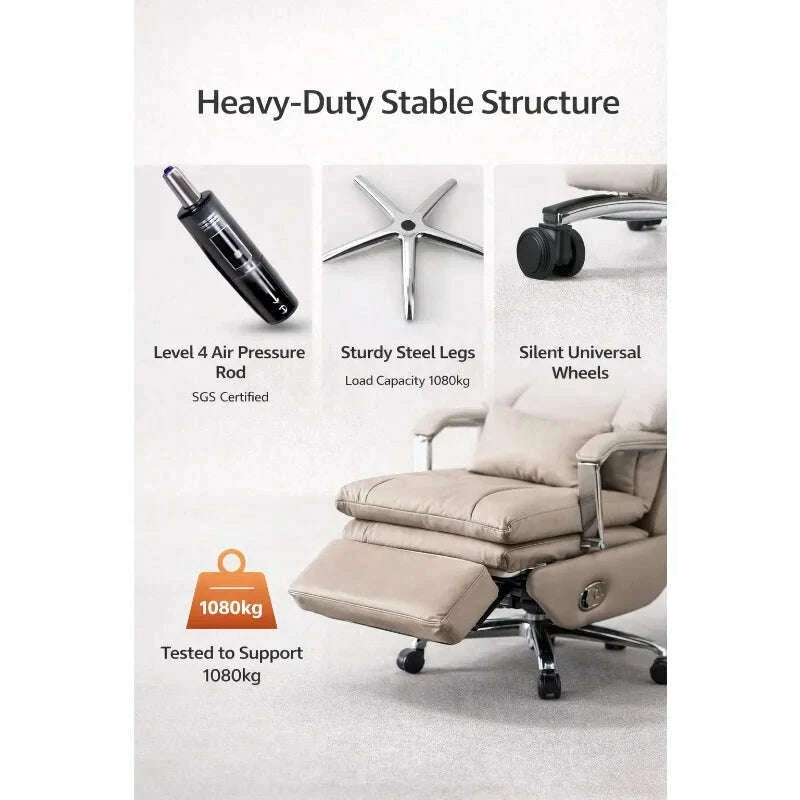 Executive Office Chair - Electric Reclining - Leather | KIMLUD