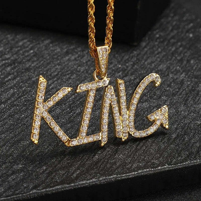 KIMLUD, Exquisite Shiny Cross Square Crystal Zirconia Pendant Necklace for Women Men Fashion Hip Hop Party Luxury Jewelry Christmas Gift, AL20791-Gold, KIMLUD Womens Clothes