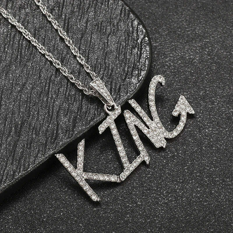 KIMLUD, Exquisite Shiny Cross Square Crystal Zirconia Pendant Necklace for Women Men Fashion Hip Hop Party Luxury Jewelry Christmas Gift, AL20791-Silver, KIMLUD APPAREL - Womens Clothes