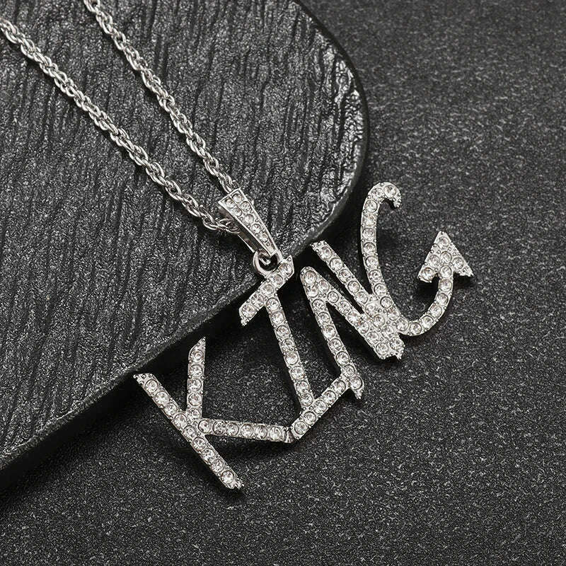 KIMLUD, Exquisite Shiny Cross Square Crystal Zirconia Pendant Necklace for Women Men Fashion Hip Hop Party Luxury Jewelry Christmas Gift, AL20791-Silver, KIMLUD Womens Clothes
