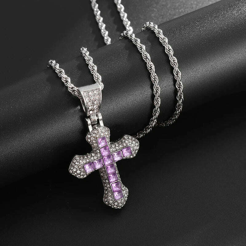 Exquisite Zircon Cross Necklace for Men and Women, Trendy Clothing and Jewelry Accessories - KIMLUD