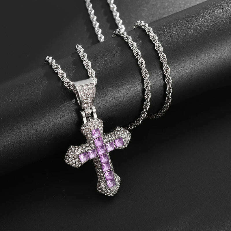 KIMLUD, Exquisite Zircon Cross Necklace for Men and Women, Trendy Clothing and Jewelry Accessories, KIMLUD Womens Clothes