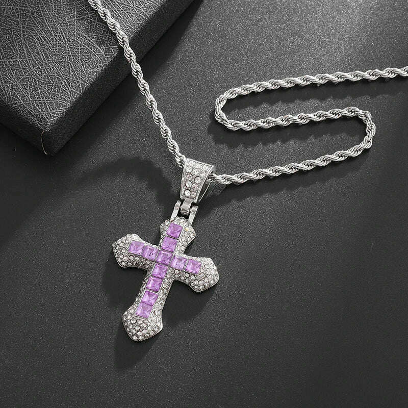 Exquisite Zircon Cross Necklace for Men and Women, Trendy Clothing and Jewelry Accessories - KIMLUD