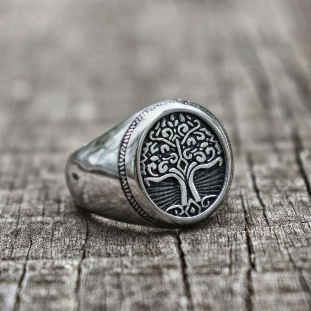 KIMLUD, EYHIMD Stainless Steel Tree of Life Signet Ring Classic Men Viking Amulet Rings Nordic Jewelry, KIMLUD Womens ClothesKIMLUD, EYHIMD Stainless Steel Tree of Life Signet Ring Classic Men Viking Amulet Rings Nordic Jewelry, 7, KIMLUD APPAREL - Womens Clothes