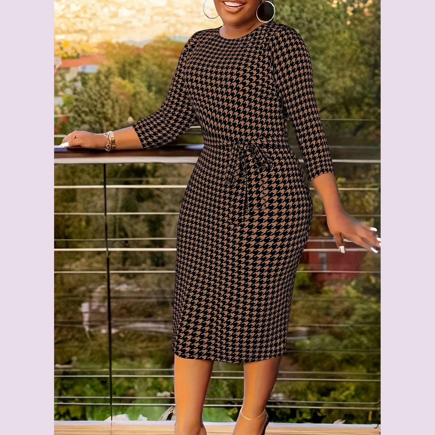 plus-size-houndstooth-glamour-dress---flattering-34-sleeves-bodycon-fit-with-belted-waist---perfect-for-spring-fall---curvy-womens-fashion-essentialkimlud-womens-fashion-34625621