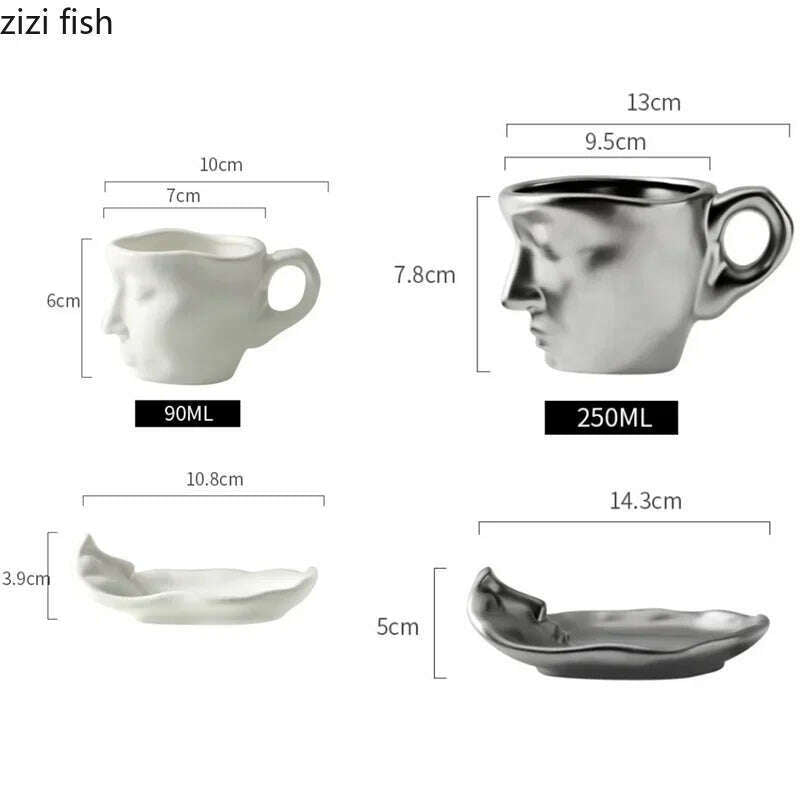 Face Kiss Mug Couple Ceramic Water Cup Afternoon Tea Coffee Cup and Saucer Set Milk Tea Cups Breakfast Cups Milk Mugs Drinkware - KIMLUD