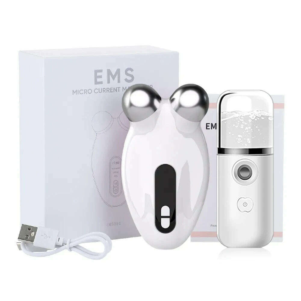 KIMLUD, Facial Massager EMS Microcurrent Massager for Face Vibrator Anti-cellulite Lift Rejuvenating Electric Double Chin Reducer Remove, White Set, KIMLUD APPAREL - Womens Clothes