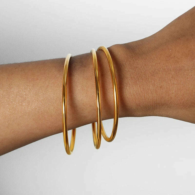 Fadeless Stainless Steel Bangle Bracelet For Women Non Fading Circular Minimalist Women's Hand Bracelets Woman Luxury Jewelry - KIMLUD