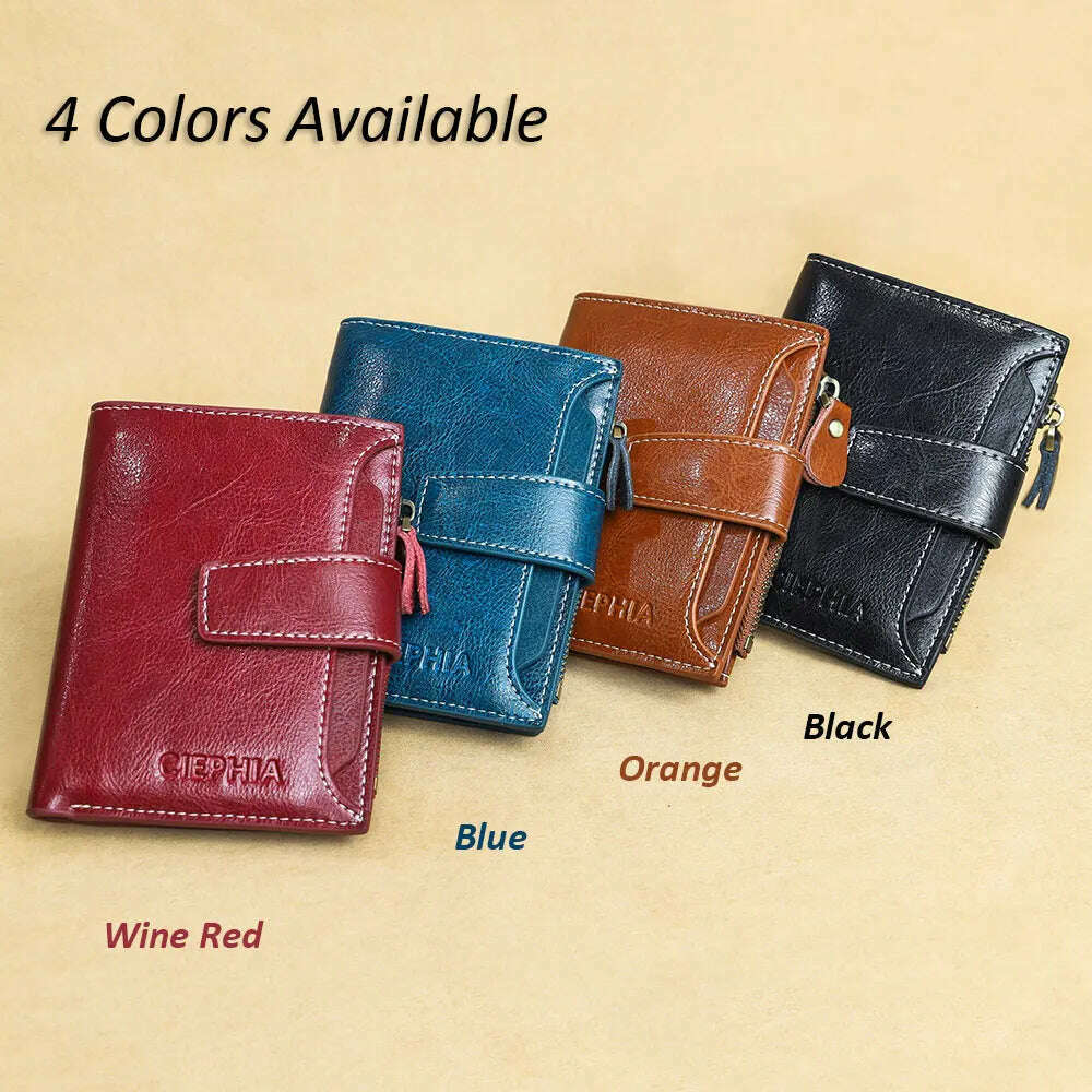 KIMLUD, Fahion Women Genuine Leather Wallet RFID Blocking Short Multi Function Large Capacity Zipper Coin Purse Money Clip, KIMLUD Womens Clothes