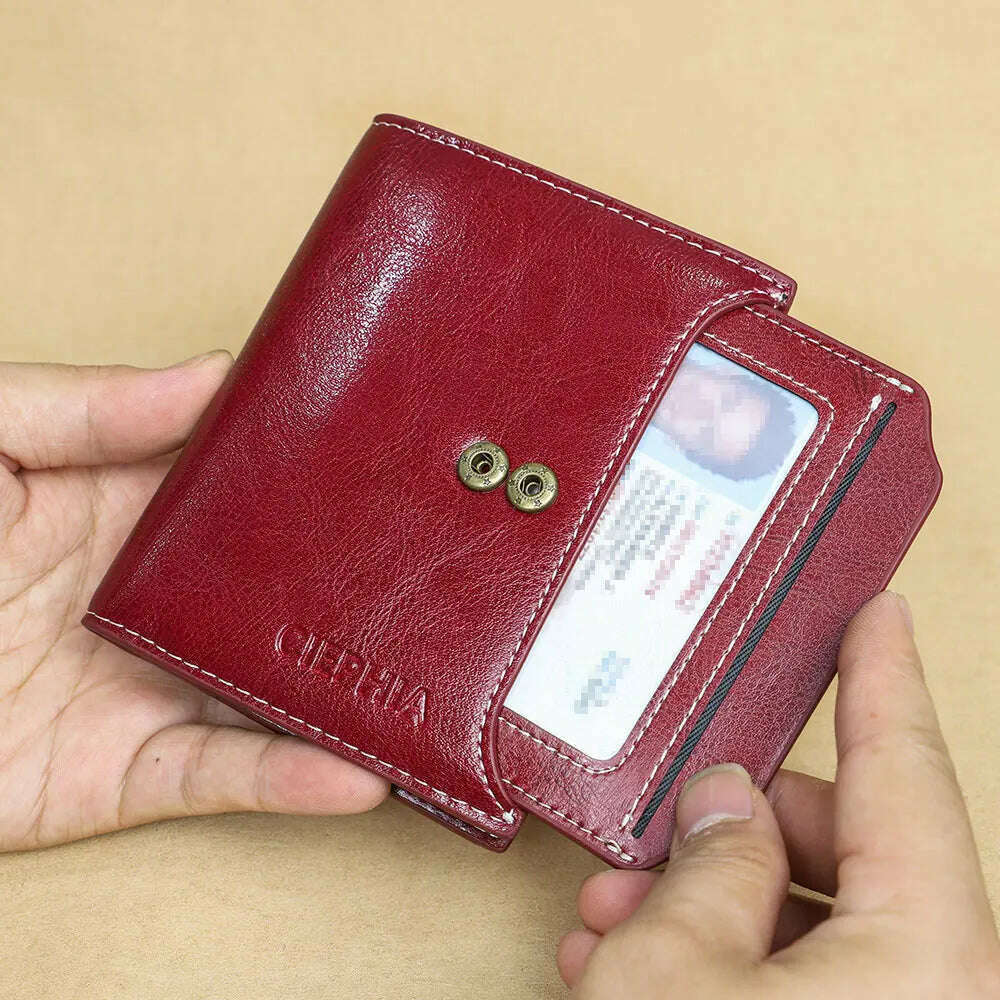KIMLUD, Fahion Women Genuine Leather Wallet RFID Blocking Short Multi Function Large Capacity Zipper Coin Purse Money Clip, KIMLUD Womens Clothes