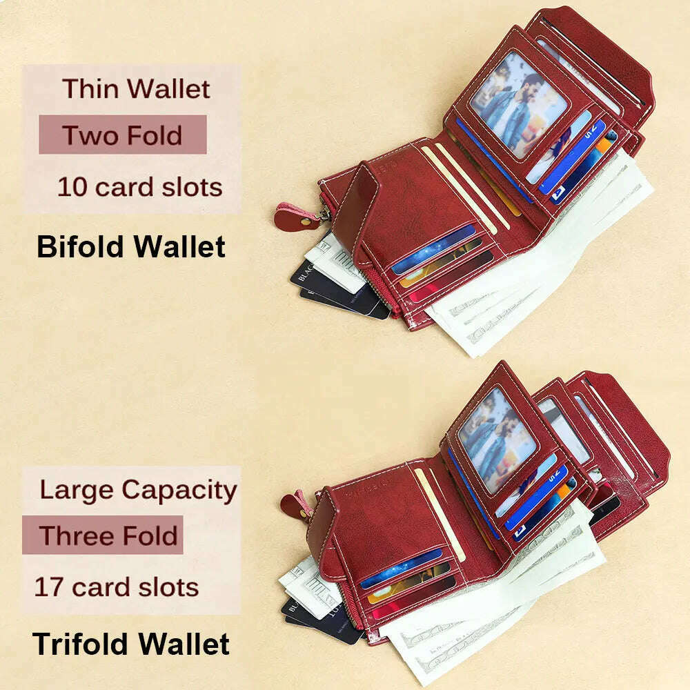 KIMLUD, Fahion Women Genuine Leather Wallet RFID Blocking Short Multi Function Large Capacity Zipper Coin Purse Money Clip, KIMLUD Womens Clothes