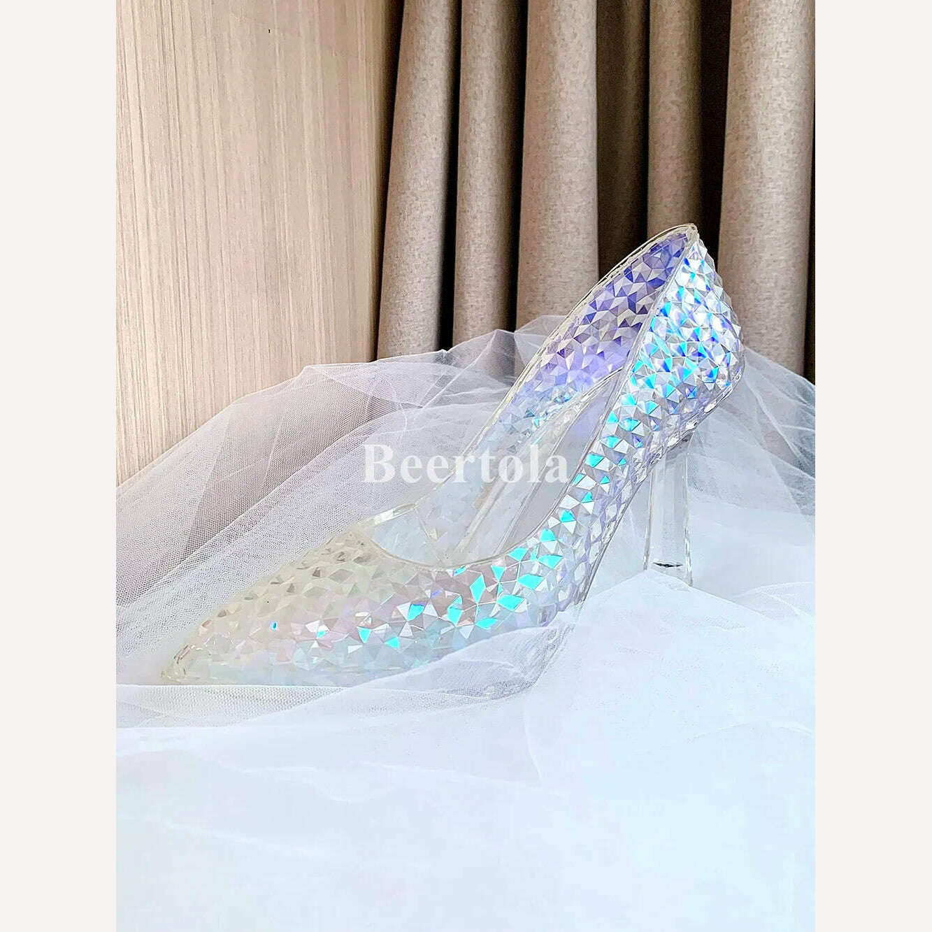 KIMLUD, Fairy Tales Princess Crystal High Heels Bling Pointed Toe Transparent Heel Pumps Lady Shallow Dress Bridal Wedding Cosplay Shoes, KIMLUD Womens Clothes