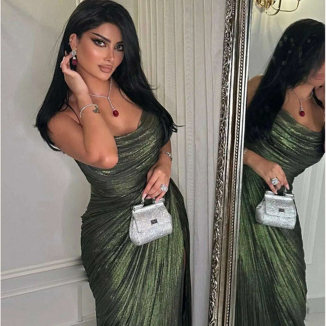 Fairytale Sleeveless Prom Dresses Thin Suspenders Ankle-Length Wedding Party Wrinkle A-Line Stain Grace Women Zipper Up 2023 - KIMLUD