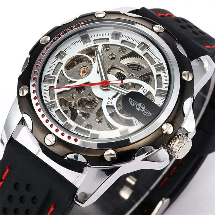KIMLUD, Famous Brand New Fashion Mechanical watches Skeleton Watches Rubber Strap Men Automatic Mechanical Wrist Watch Relogio Masculino, KIMLUD Womens ClothesKIMLUD, Famous Brand New Fashion Mechanical watches Skeleton Watches Rubber Strap Men Automatic Mechanical Wrist Watch Relogio Masculino, white, KIMLUD APPAREL - Womens Clothes