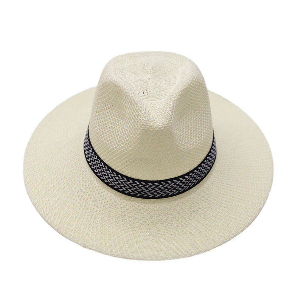 KIMLUD, Farmer's Straw Hat Cuban Cap Panama Hat Short Brim Fedora Hat Sun Hat Summer Straw Jazz Hat Unisex Casual, apricot, KIMLUD APPAREL - Womens Clothes