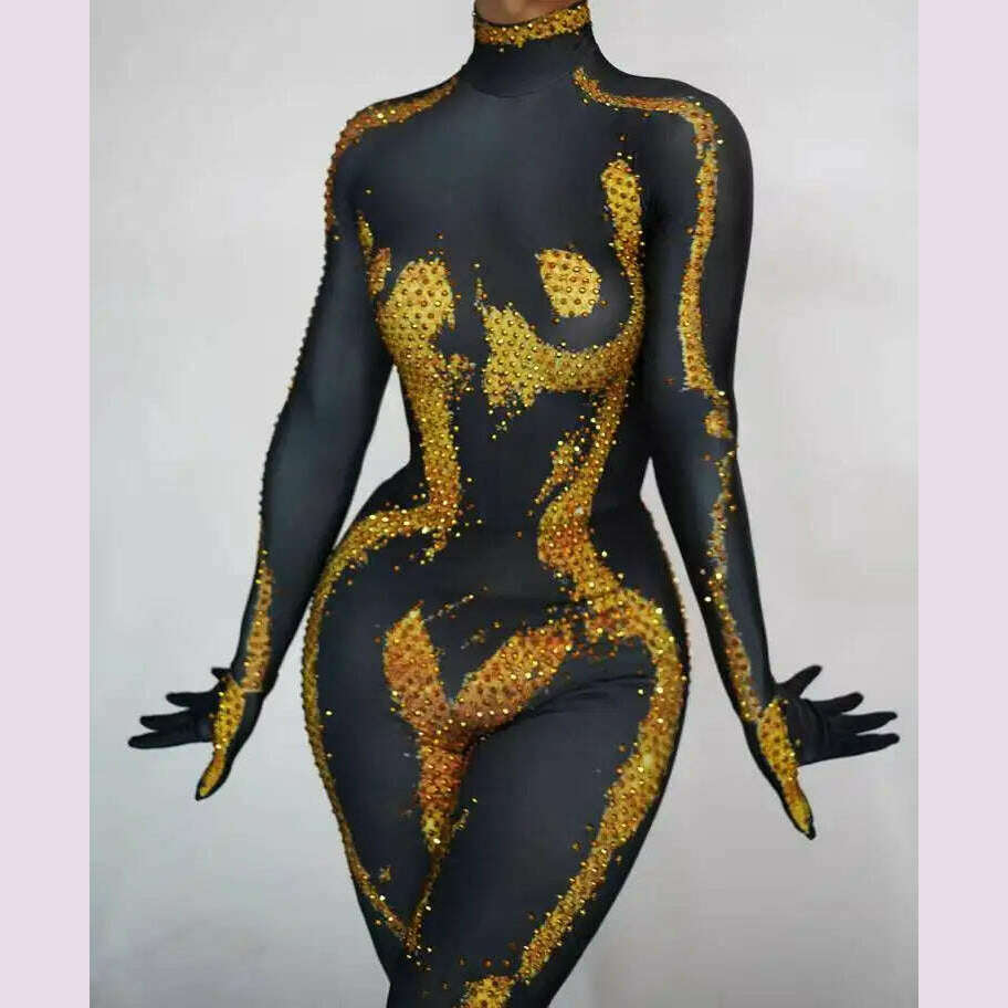 KIMLUD, Fashion 2024 Sequins Bodysuit Dancewear Pole Dance Jumpsuit Sexy Dance Bodysuit Samba Dance Latin Rumba Dance Nightclub Youqi, KIMLUD Womens Clothes