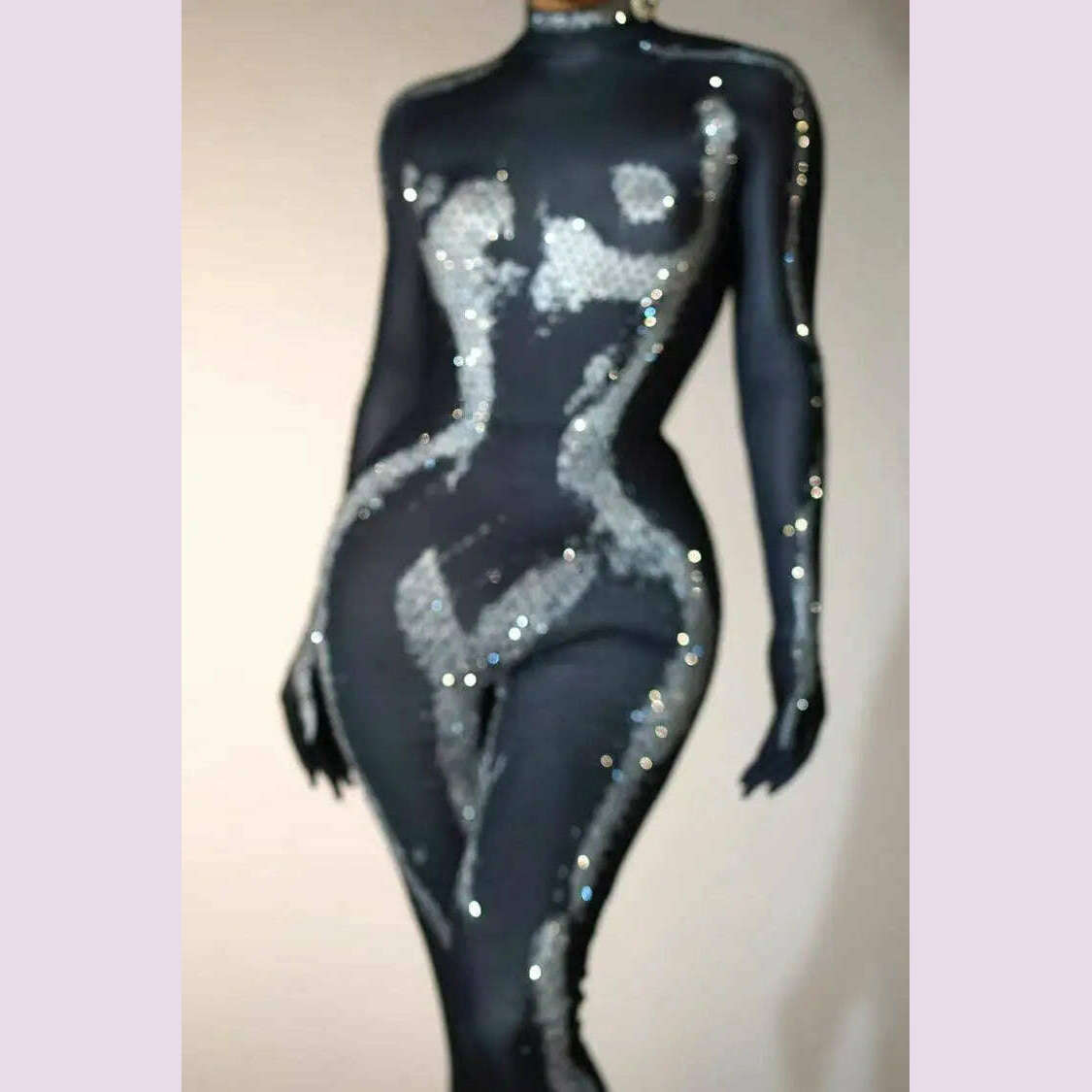 KIMLUD, Fashion 2024 Sequins Bodysuit Dancewear Pole Dance Jumpsuit Sexy Dance Bodysuit Samba Dance Latin Rumba Dance Nightclub Youqi, Silver / L, KIMLUD APPAREL - Womens Clothes