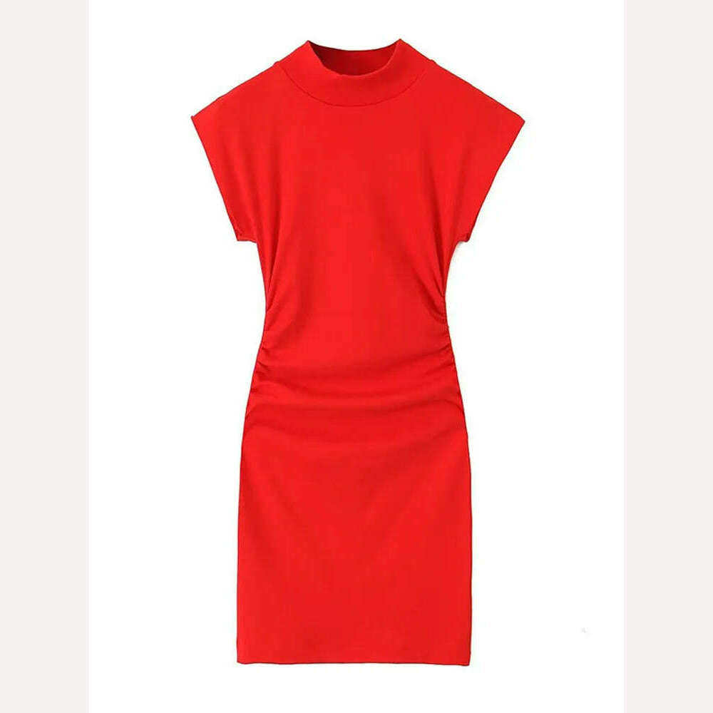 KIMLUD, Fashion Black O Neck Slim Midi Dresses For Women 2023 Sexy Rear Split Sleeveless Bodycon Dress Elegant Female Streetwear Outfits, Red / S, KIMLUD APPAREL - Womens Clothes