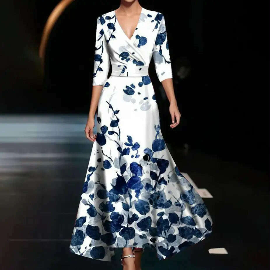 Fashion Boho Maxi Dress Women Sexy Spring V Neck Vintage Printed Swing Fashion Boho Maxi Dress Women Sexy Spring V Neck Vintage Printed Swing