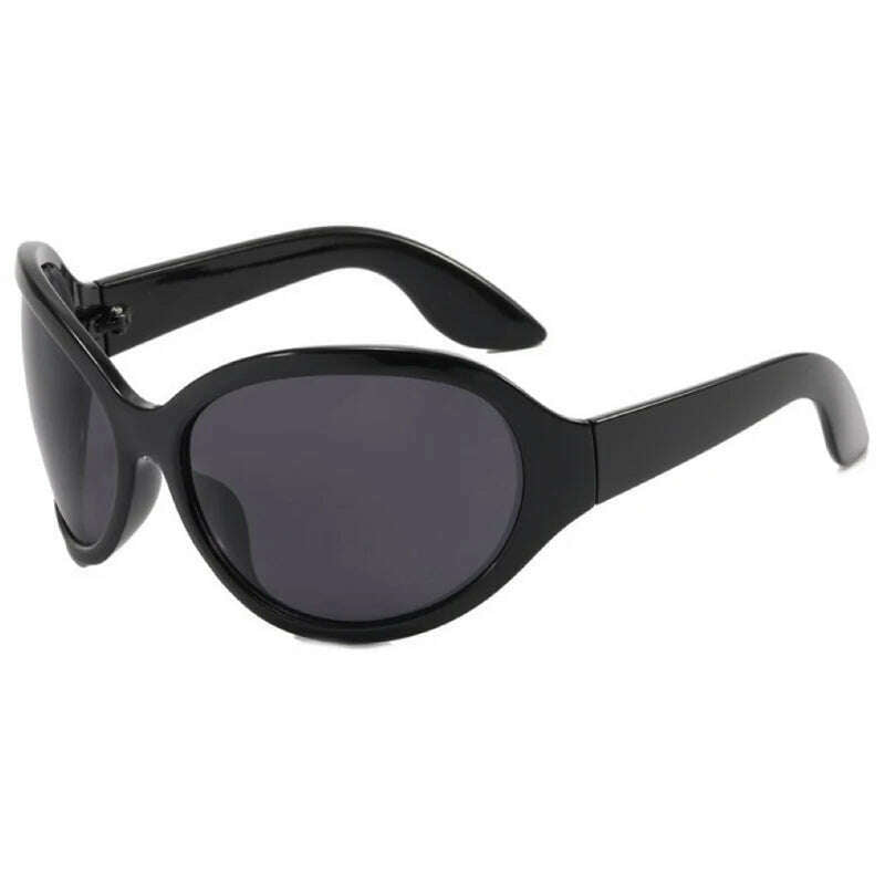 KIMLUD, Fashion Brand Y2K Punk Sunglasses Goggle New Women Men Oval Sports Sun Glasses Female Oversized Black Shades Eyewear UV400, KIMLUD Womens Clothes