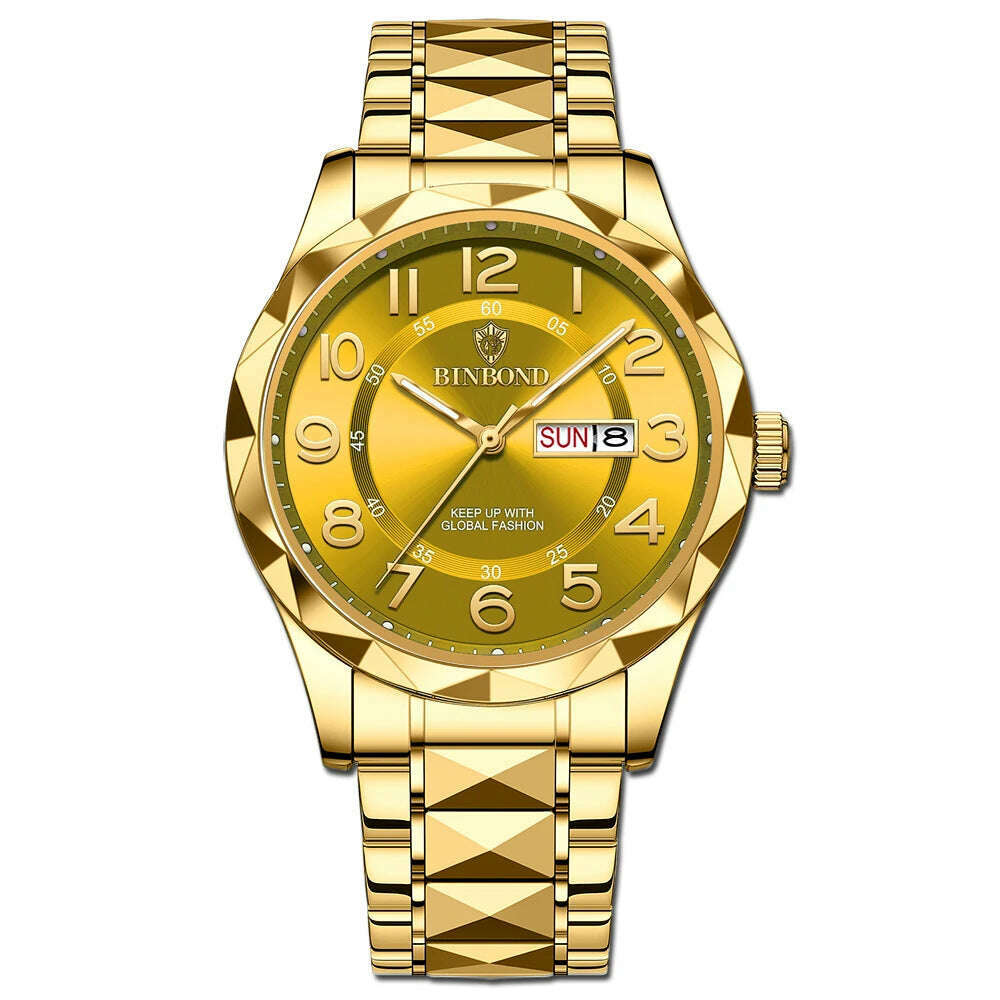 KIMLUD, Fashion Business Watch Men Warterproof Sports Mens Watch Top Brand Luxury Clock Male Quartz Wristwatch Relogio Masculino 2024, Gold gold, KIMLUD APPAREL - Womens Clothes