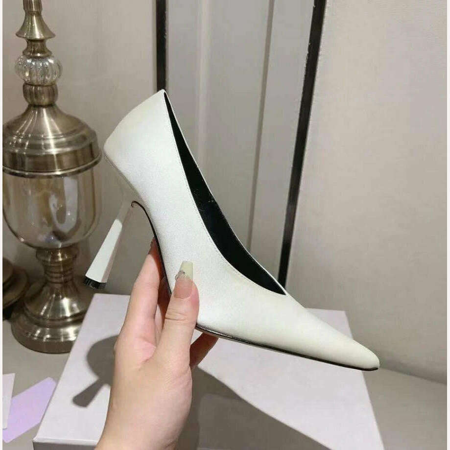 KIMLUD, Fashion Classic High Quality Women's High Heels Pointed Toe Shallow Mouth Slip on Pumps Wedding Party Dress Shoes 10cm Stilettos, WHITE / 35, KIMLUD APPAREL - Womens Clothes