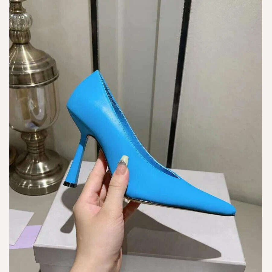 KIMLUD, Fashion Classic High Quality Women's High Heels Pointed Toe Shallow Mouth Slip on Pumps Wedding Party Dress Shoes 10cm Stilettos, Blue(AE存量)**** / 35, KIMLUD APPAREL - Womens Clothes