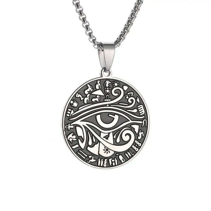 KIMLUD, Fashion Classic Vintage Egypt Ancient Ankh Cross Pendant Necklace for Men Trend Punk Women Glamour Jewelry, AL20406-Silver, KIMLUD APPAREL - Womens Clothes