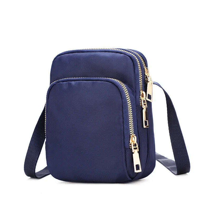 KIMLUD, Fashion Crossbody Bags for Women Luxury Zipper Mobile Phone Nylon Shoulder Bag Woman Female Multifunction Handbag Wrist Purse, Blue, KIMLUD APPAREL - Womens Clothes
