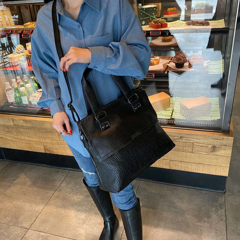 KIMLUD, Fashion Diamond Cowhide Portable Bag Women's Handbags 2021 new large capacity genuine leather shoulder messenger bag tote bags, KIMLUD Womens Clothes
