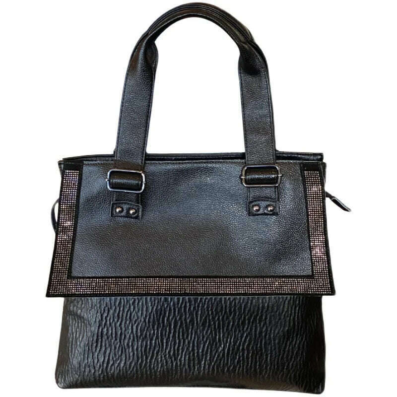 KIMLUD, Fashion Diamond Cowhide Portable Bag Women's Handbags 2021 new large capacity genuine leather shoulder messenger bag tote bags, KIMLUD Womens Clothes