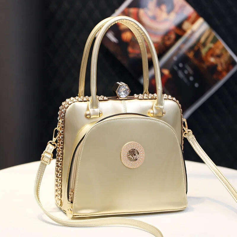 KIMLUD, Fashion Diamonds Women's Handbags Female Genuine Leather Small Crystal Cosmetic Evening Bag Portable Shoulder Messenger Bags, 7, KIMLUD APPAREL - Womens Clothes
