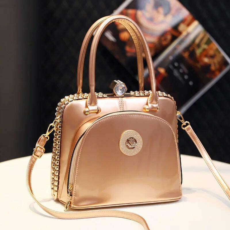 KIMLUD, Fashion Diamonds Women's Handbags Female Genuine Leather Small Crystal Cosmetic Evening Bag Portable Shoulder Messenger Bags, 5, KIMLUD APPAREL - Womens Clothes