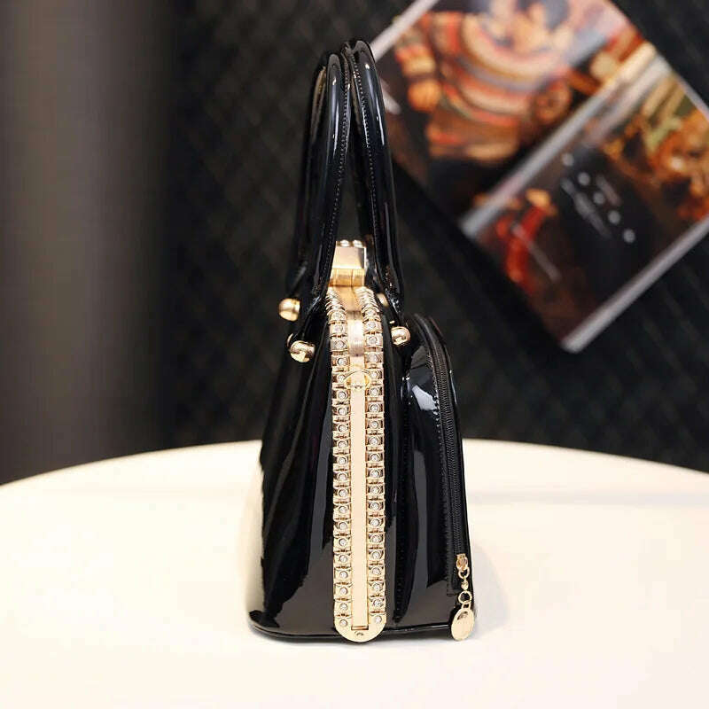 KIMLUD, Fashion Diamonds Women's Handbags Female Genuine Leather Small Crystal Cosmetic Evening Bag Portable Shoulder Messenger Bags, KIMLUD Womens Clothes