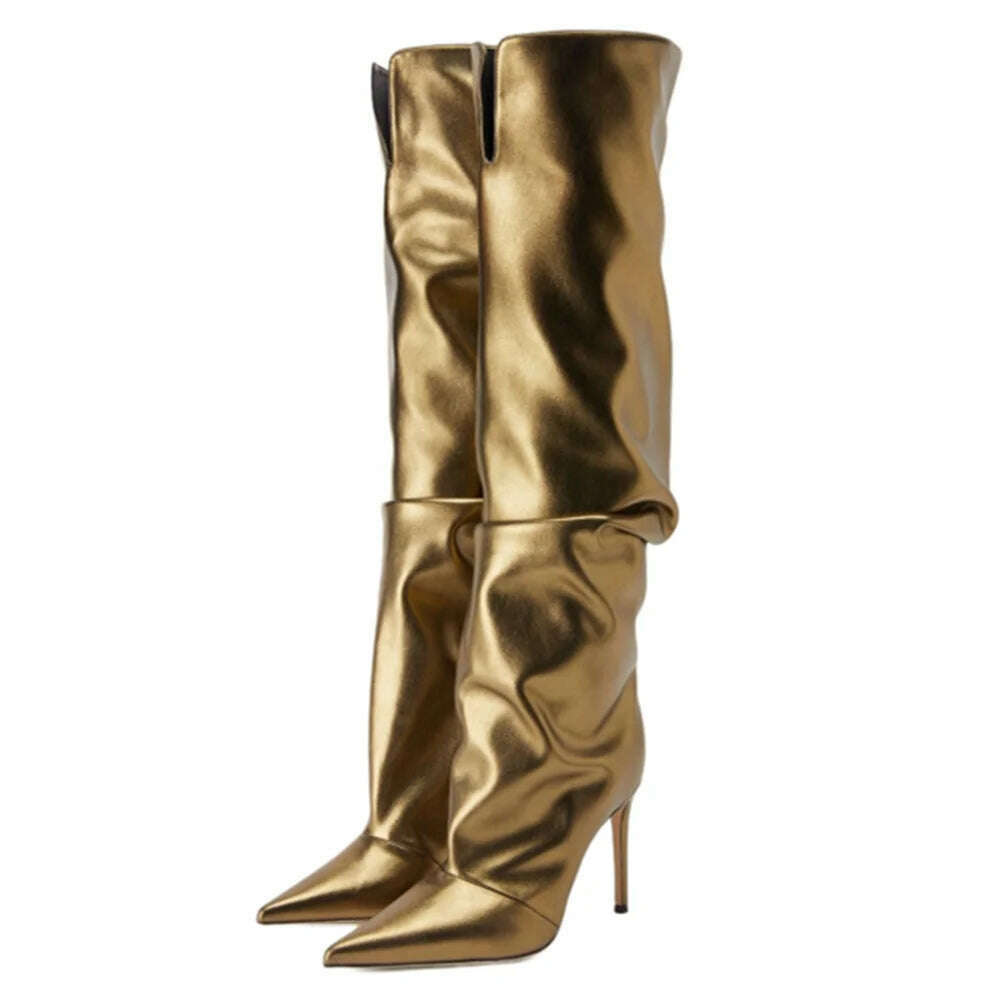 KIMLUD, Fashion Elegant Women Knee-High Boots Pointed Toe Thin High Heels Sexy Party Designer Brand Ladies High Boots Shoes Woman, KIMLUD Womens Clothes