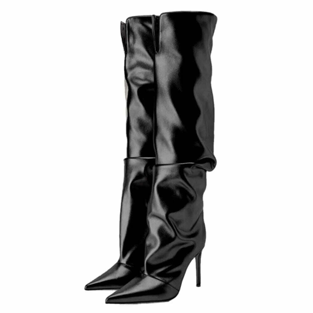 KIMLUD, Fashion Elegant Women Knee-High Boots Pointed Toe Thin High Heels Sexy Party Designer Brand Ladies High Boots Shoes Woman, black / 4, KIMLUD APPAREL - Womens Clothes