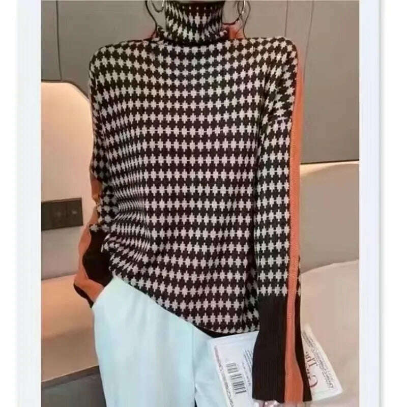 KIMLUD, Fashion Female Autumn And Winter Sweater Women's Turtleneck Design Loose Pullover European Style Elegant Casual Sweater, KIMLUD Womens ClothesKIMLUD, Fashion Female Autumn And Winter Sweater Women's Turtleneck Design Loose Pullover European Style Elegant Casual Sweater, Orange-2 / M(45-55kg), KIMLUD APPAREL - Womens Clothes