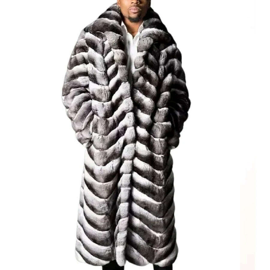 KIMLUD, Fashion Fur Jacket Men Coat Winter Warm Rex Rabbit Fur Outwear Chinchilla for men Colored Overcoa mens chinchilla coat, 1 / M, KIMLUD Womens Clothes