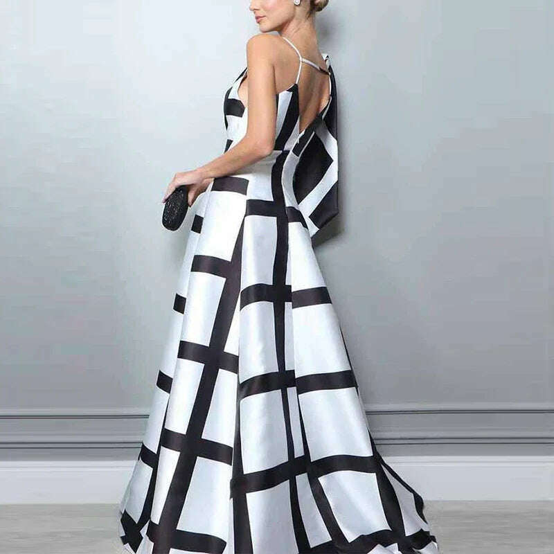 Lace Up Geometric High Waist Evening Dress Lace Up Geometric High Waist Evening Dress