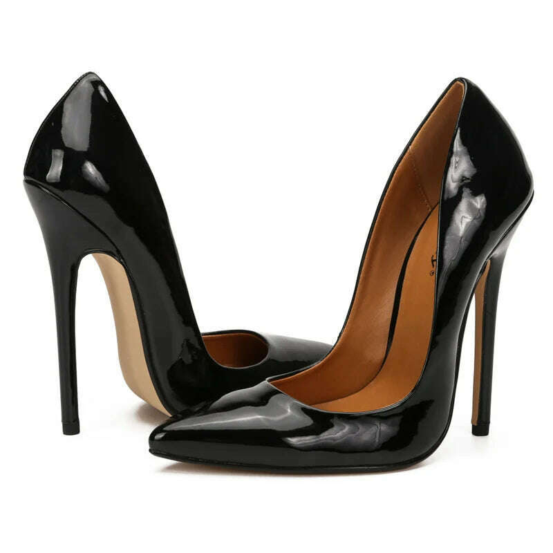 KIMLUD, Fashion High Heels Sexy Shoes Women Pumps Large Size 43 44 45 White Stiletto Heel Patent Leather Office Wedding Shoes Hey Si Mey, black / 47, KIMLUD APPAREL - Womens Clothes
