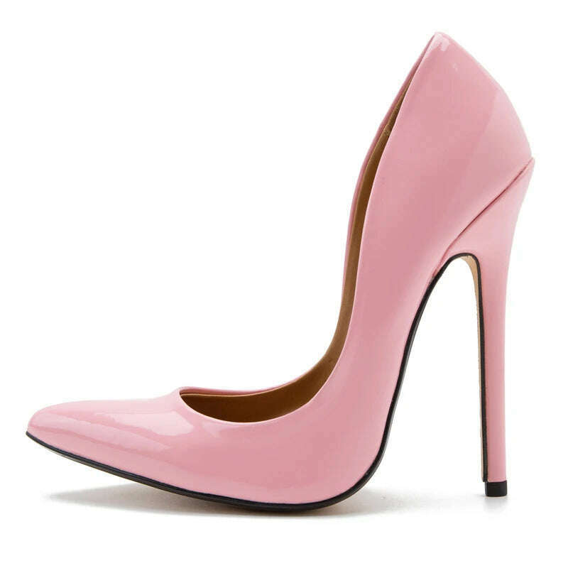 KIMLUD, Fashion High Heels Sexy Shoes Women Pumps Large Size 43 44 45 White Stiletto Heel Patent Leather Office Wedding Shoes Hey Si Mey, KIMLUD Womens Clothes