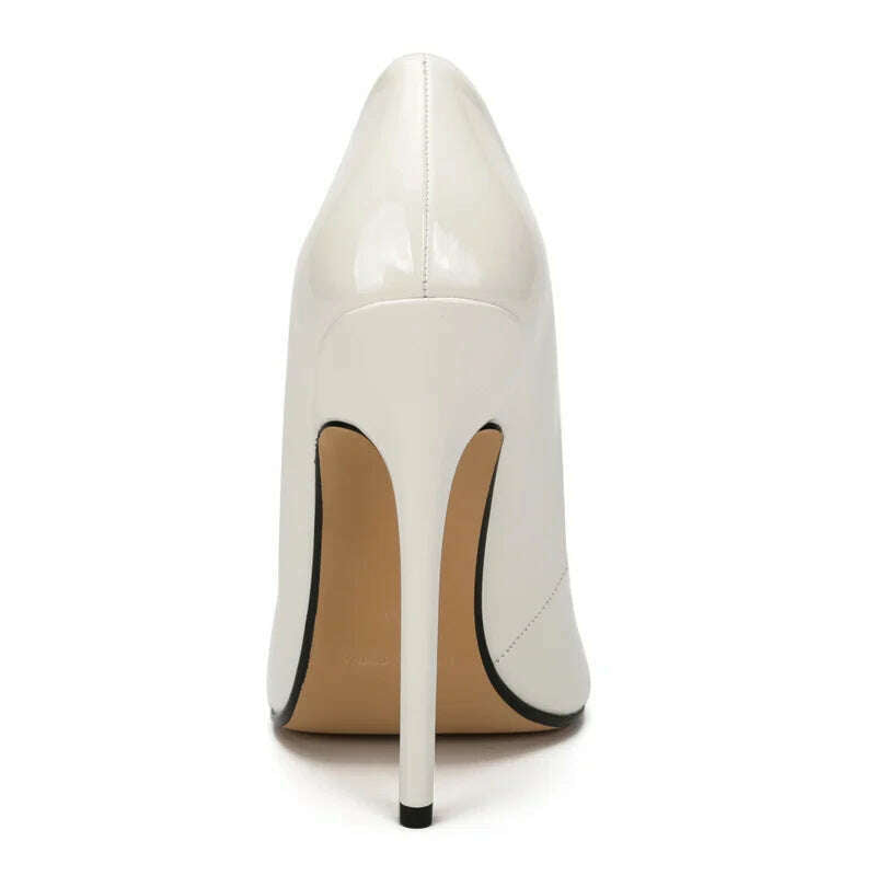 KIMLUD, Fashion High Heels Sexy Shoes Women Pumps Large Size 43 44 45 White Stiletto Heel Patent Leather Office Wedding Shoes Hey Si Mey, KIMLUD Womens Clothes