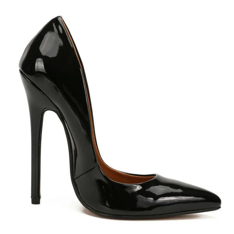 KIMLUD, Fashion High Heels Sexy Shoes Women Pumps Large Size 43 44 45 White Stiletto Heel Patent Leather Office Wedding Shoes Hey Si Mey, KIMLUD Womens Clothes