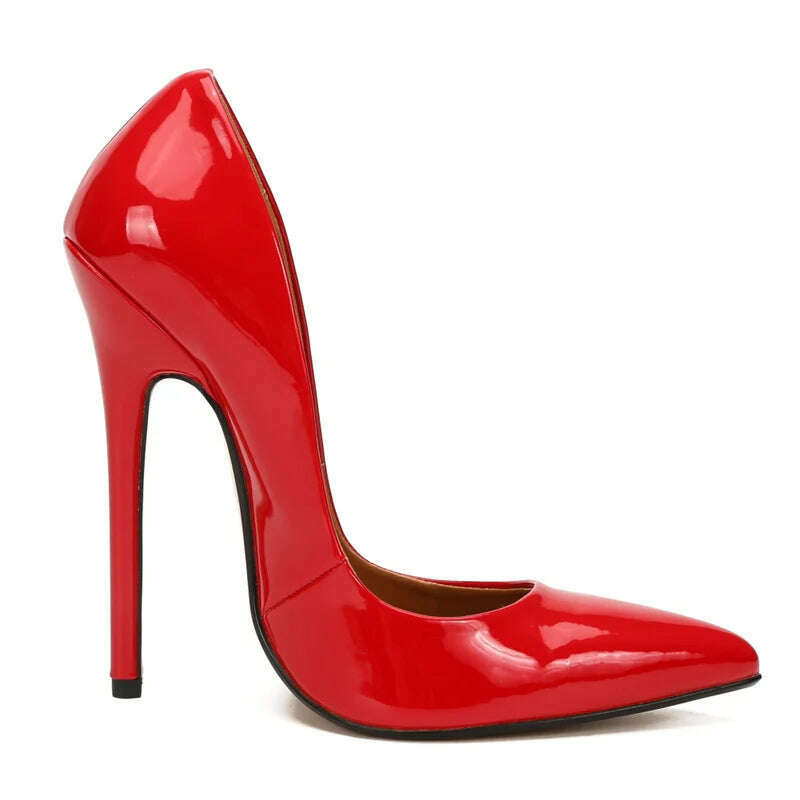 KIMLUD, Fashion High Heels Sexy Shoes Women Pumps Large Size 43 44 45 White Stiletto Heel Patent Leather Office Wedding Shoes Hey Si Mey, KIMLUD Womens Clothes