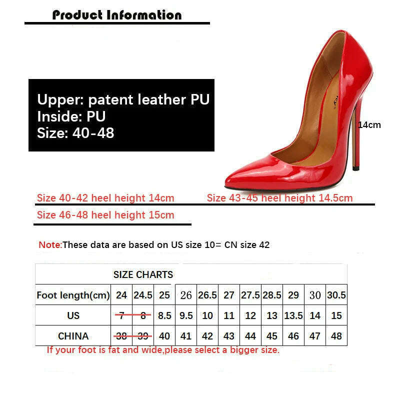 KIMLUD, Fashion High Heels Sexy Shoes Women Pumps Large Size 43 44 45 White Stiletto Heel Patent Leather Office Wedding Shoes Hey Si Mey, KIMLUD Womens Clothes