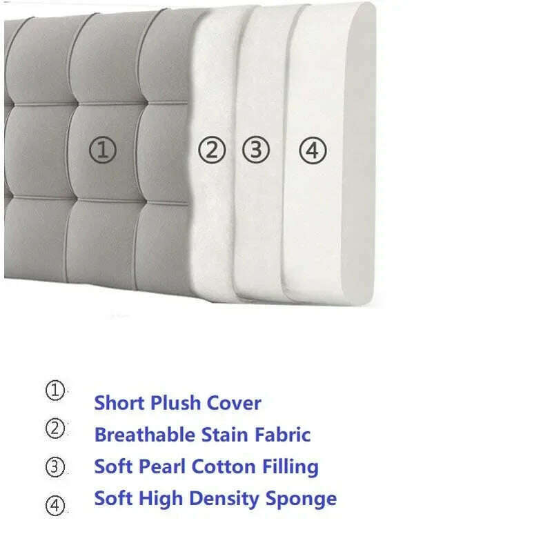 KIMLUD, Fashion High Resilient Sponge Filler Headboard Pillow - Removable Velvet Bed Head Cover for King/Queen Size, KIMLUD Womens Clothes